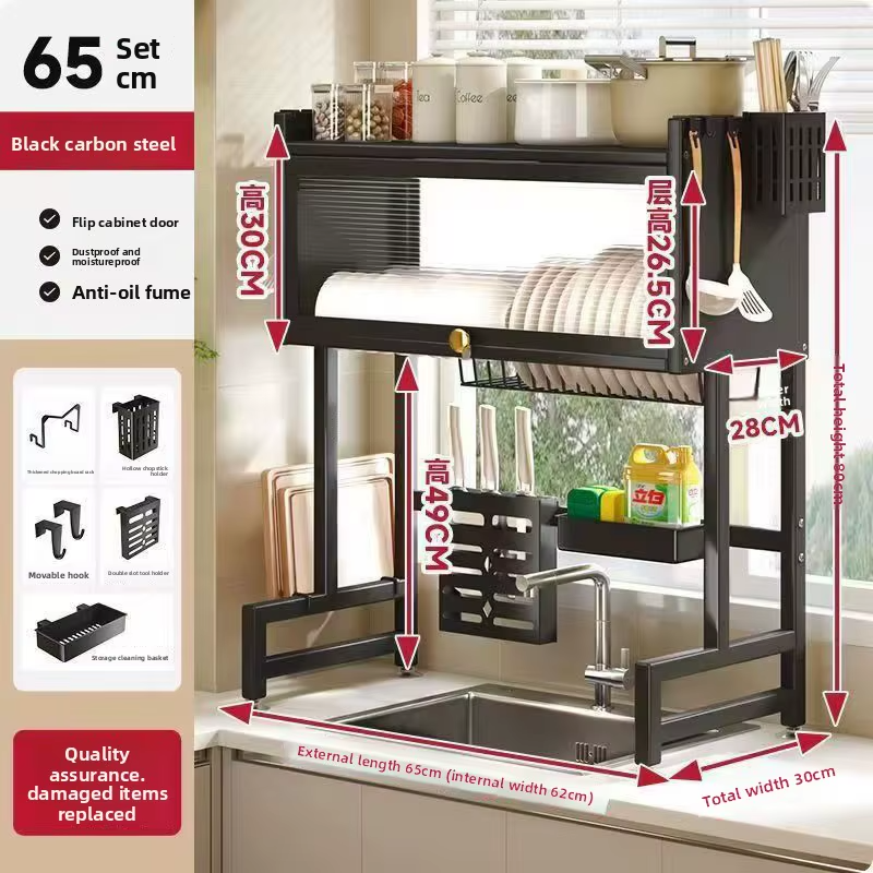 🧼🗂️ Organizador de Platos para Lavaplatos – Acero al Carbono + Bandeja Antigoteo