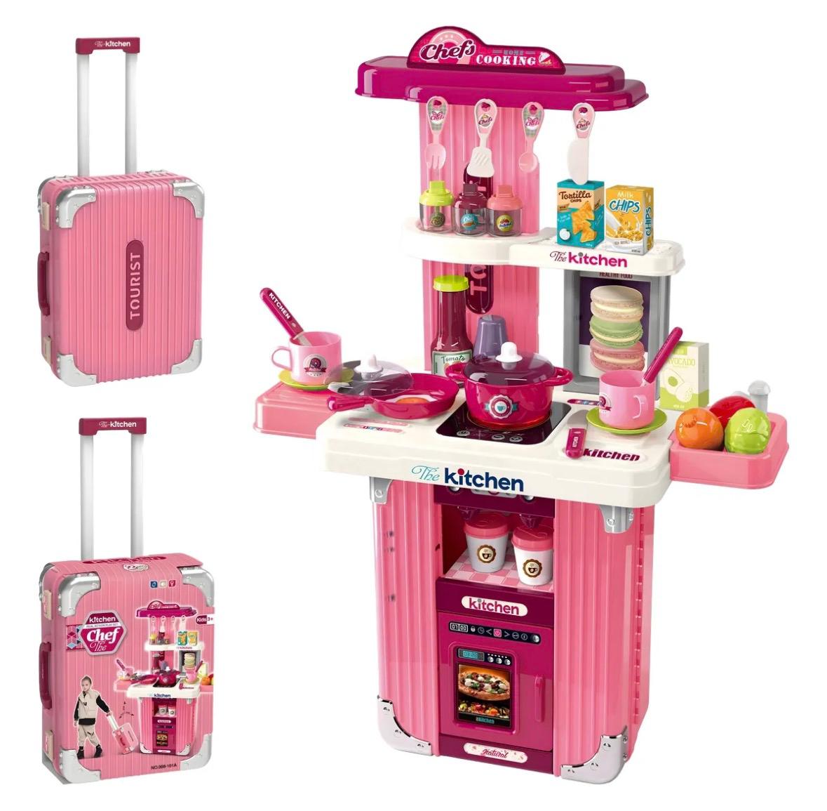 👩‍🍳🎀 Maleta de Cocinera Infantil con Ruedas | Set de Cocina + Accesorios + Sonido