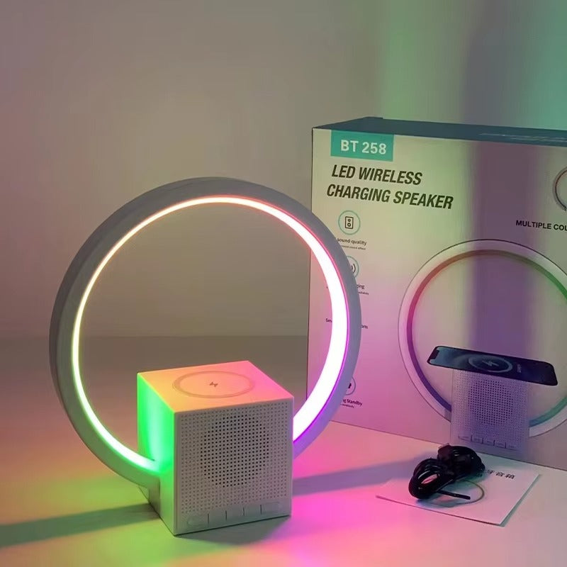 💡🔊 BT-258 Lámpara Atmosférica 5en1 – Altavoz Bluetooth + Carga Inalámbrica