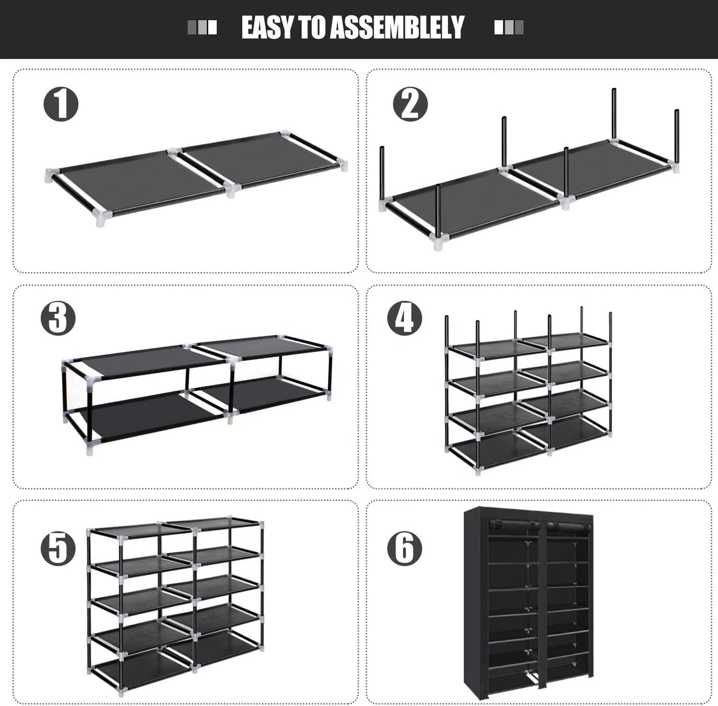 👟🖤 Zapatero 7 Niveles Doble Puesto – Organizador Grande, Económico y Apilable