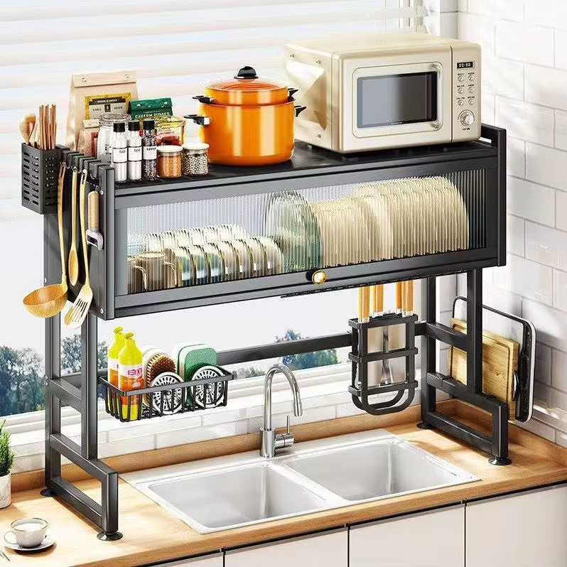 🧼🗂️ Organizador de Platos para Lavaplatos – Acero al Carbono + Bandeja Antigoteo