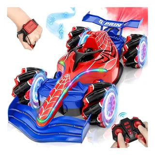 🕷️🚗 Carro Stunt de SpiderHero – 360° Spin + Luces LED
